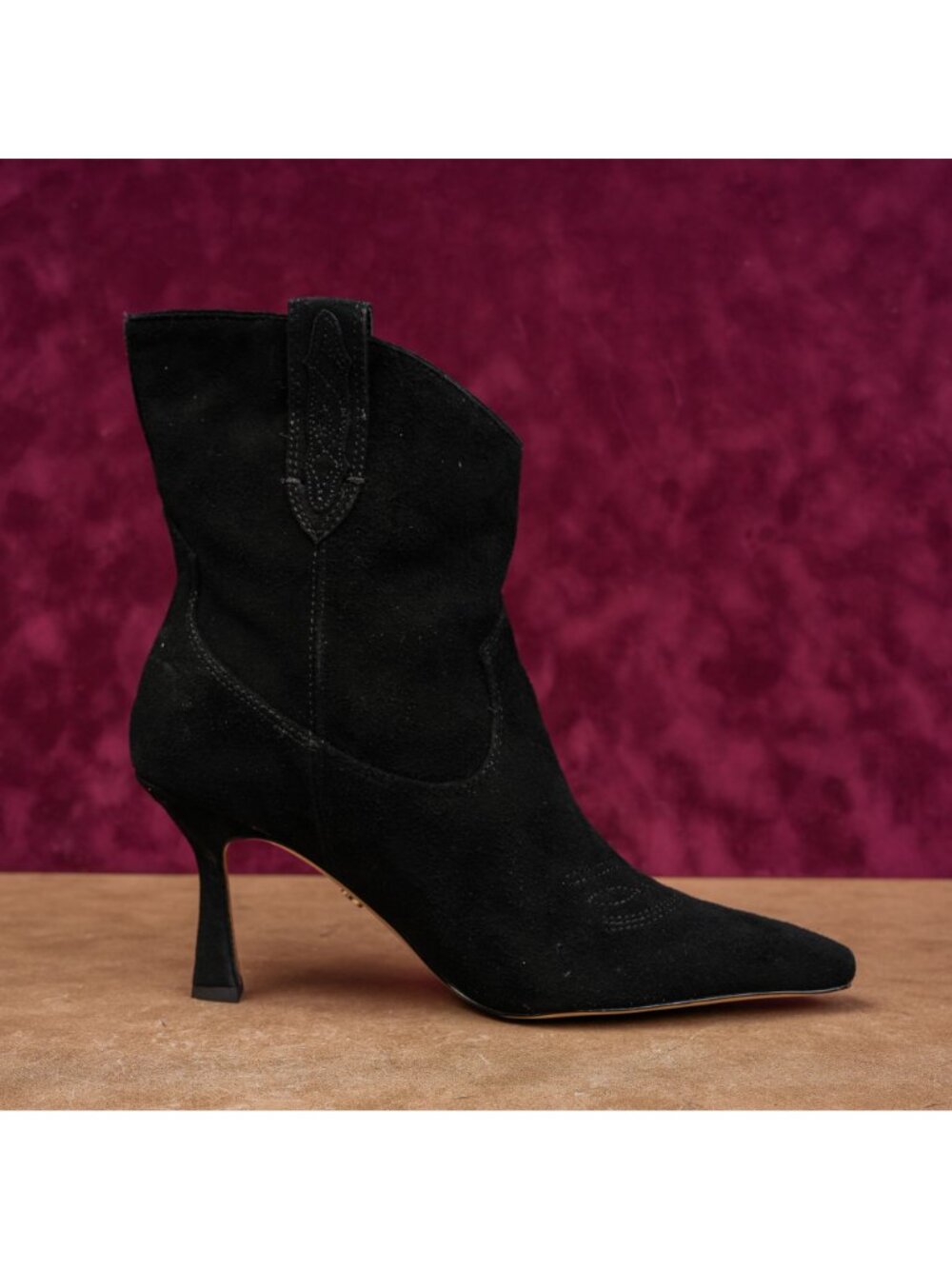 Sam Edelman Women Moe Black Suede Boho Festival Western Heel Boots sz 8 - Picture 9 of 9